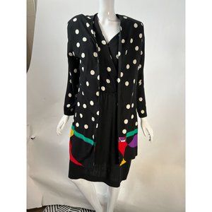 Melissa Vintage 2pc Dress and Jacket Size 8 Black 50% Polyester 50% Rayon